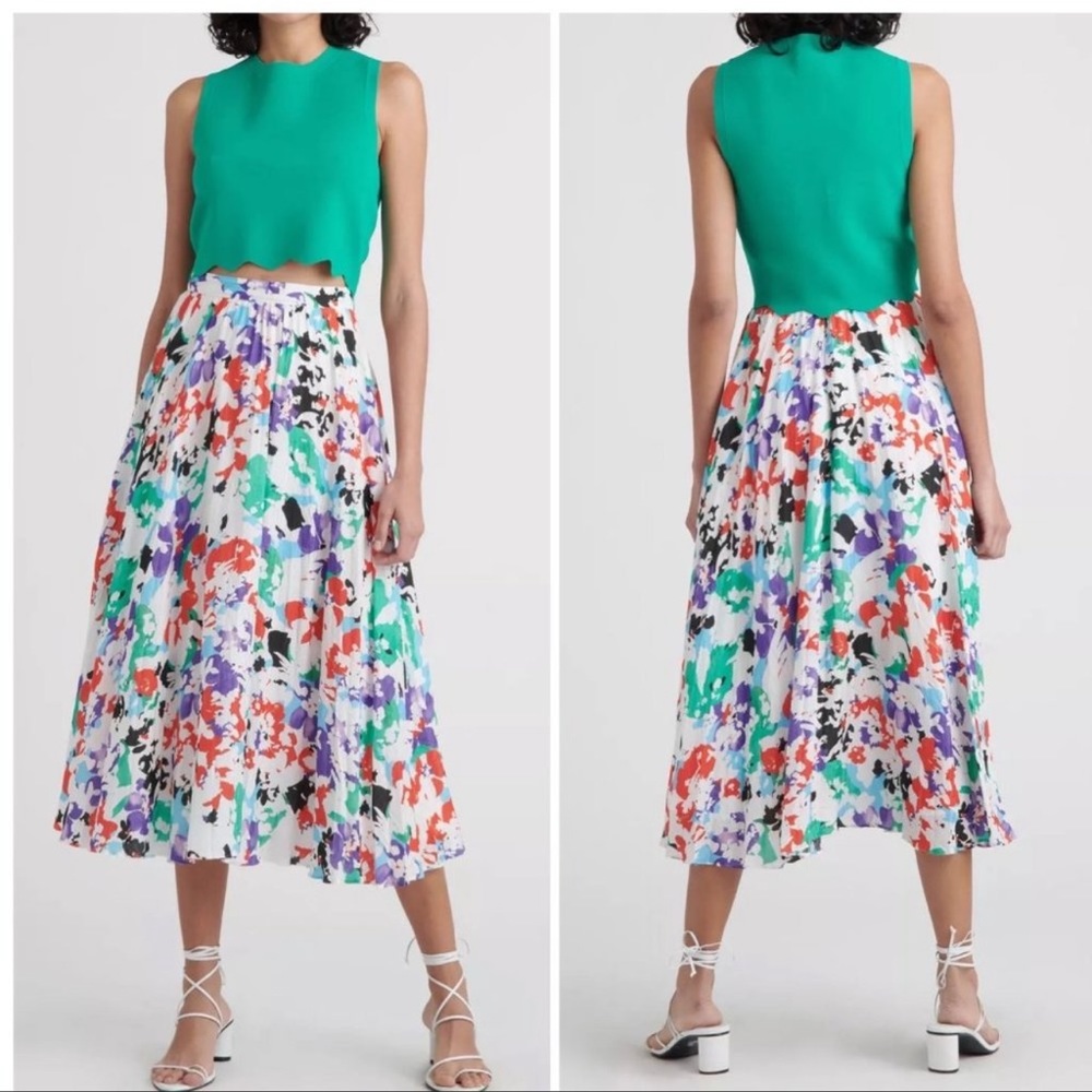 Tanya Taylor Jeana Printed Silk Blend Midi Skirt Size 6 NWOT